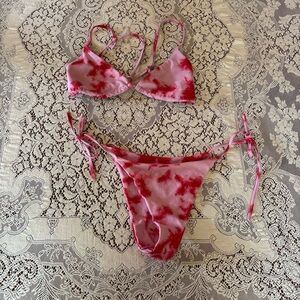 pink and red tie dye bikini